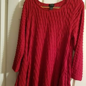 Red Scoop Neck Sweater Blouse L